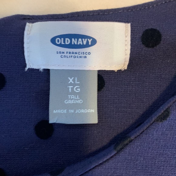 4 for $70.00..Dress, Navy Blue with black polka dots, short sleeves, size XL. - Picture 5 of 7